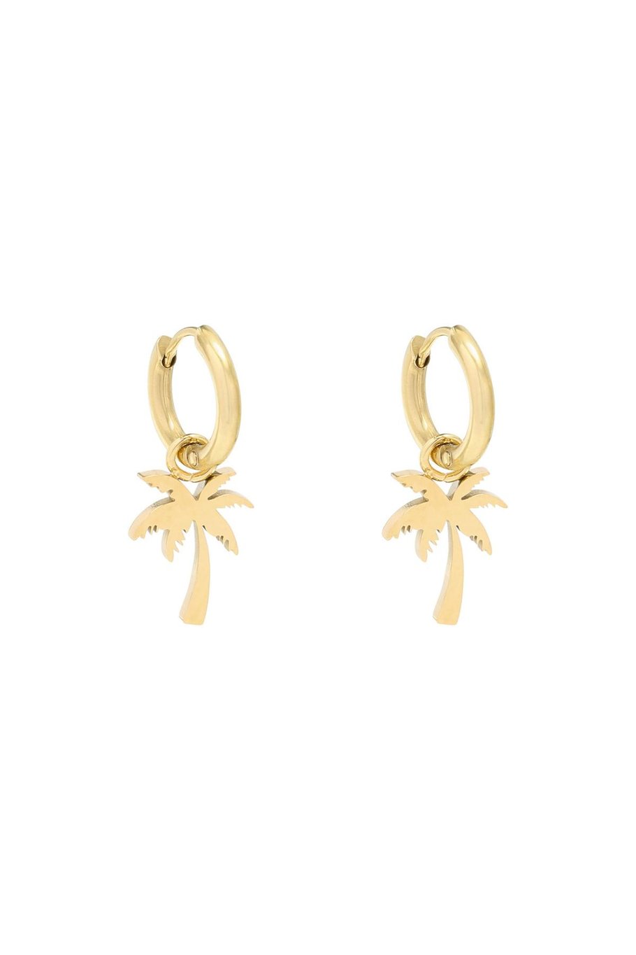 Earrings Summer Palm Gold Color Stainless Steel 
